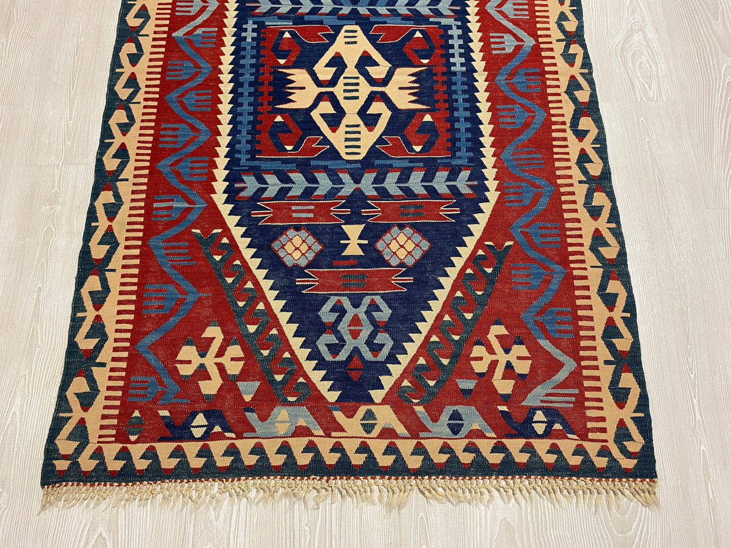 Vintage Very Fine Blue Konya Kilim