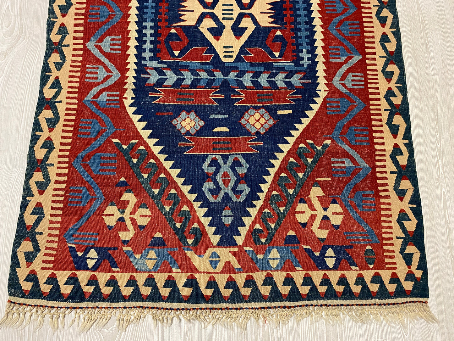 Vintage Very Fine Blue Konya Kilim