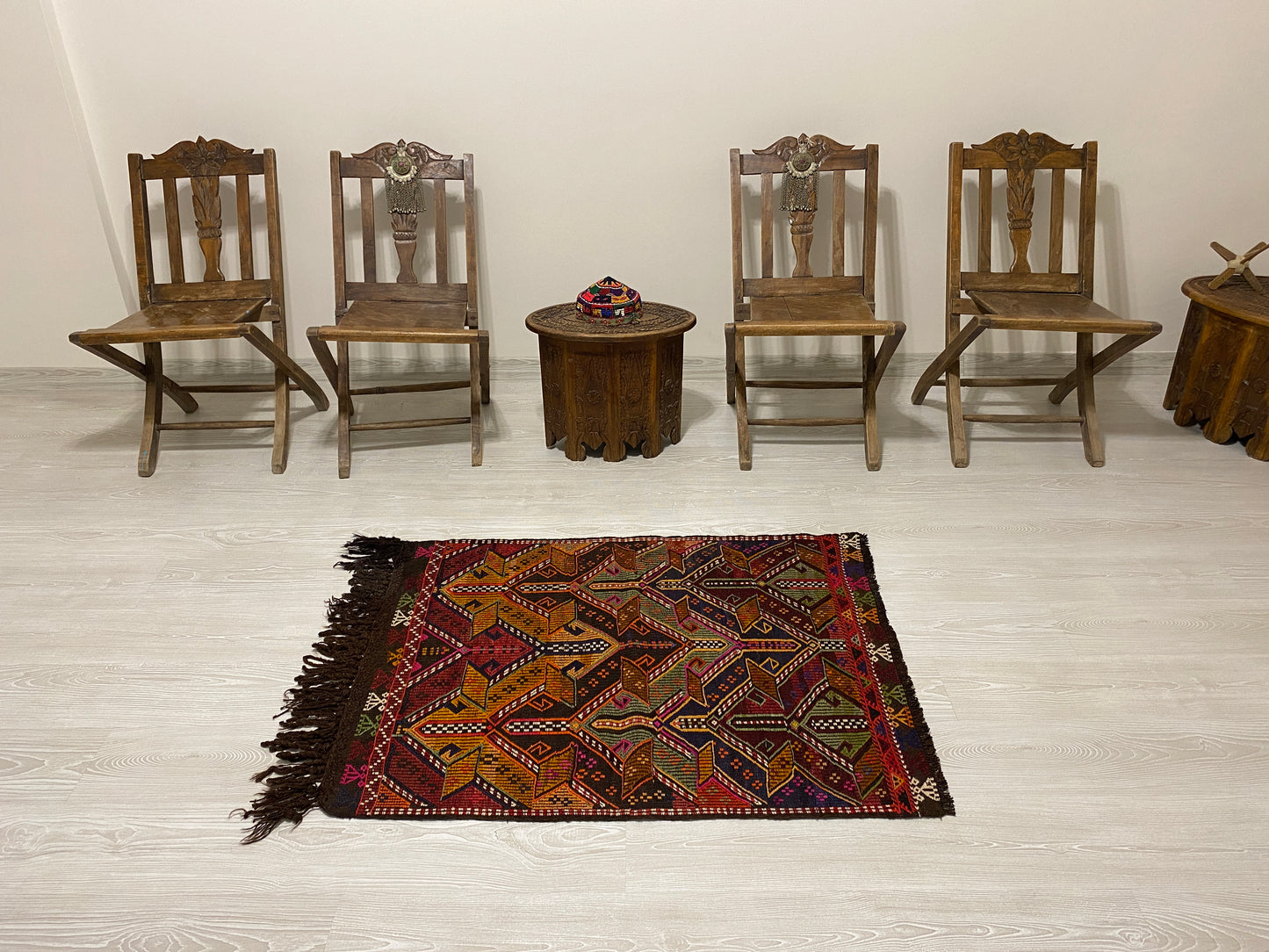 Turkish Nomadic Cicim Embroidered Kelim Rug