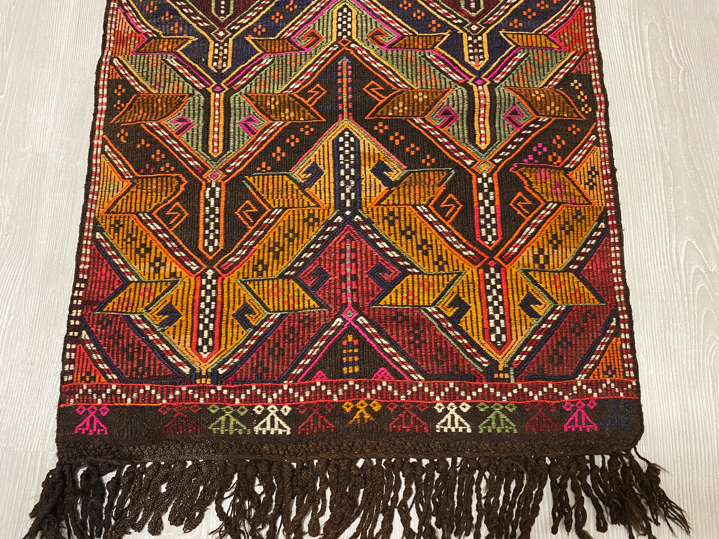 Turkish Nomadic Cicim Embroidered Kelim Rug