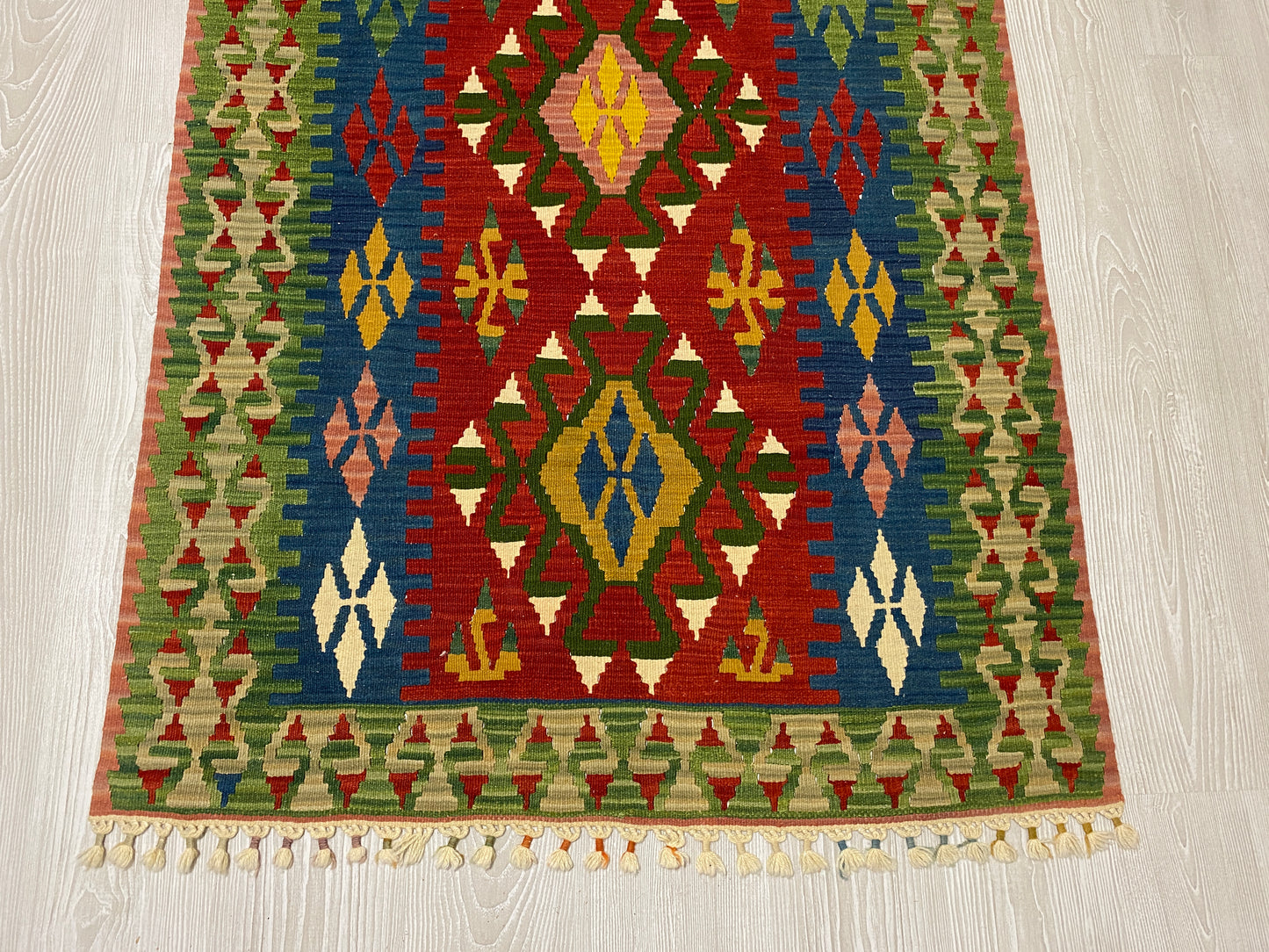 Red Blue Green Turkish Kilim Rug