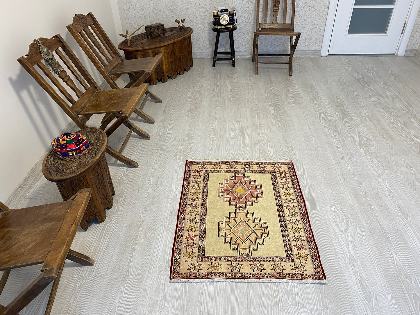 Small Hand Embroidered Silk Soumak Kilim Rug