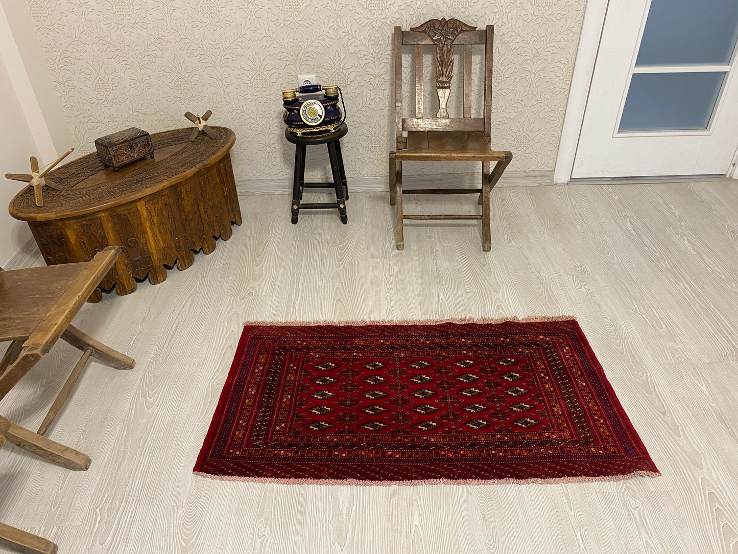 Small Turkoman Buhara Carpet Rug