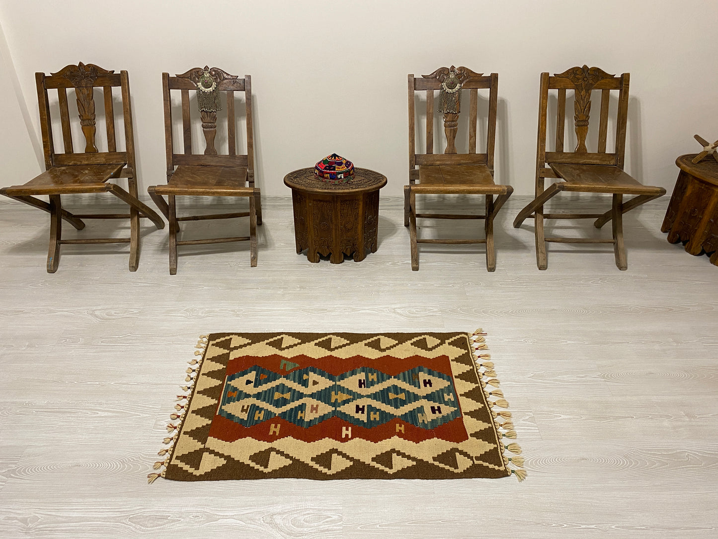 Small Turkish Kayseri Wool Kelim Rug