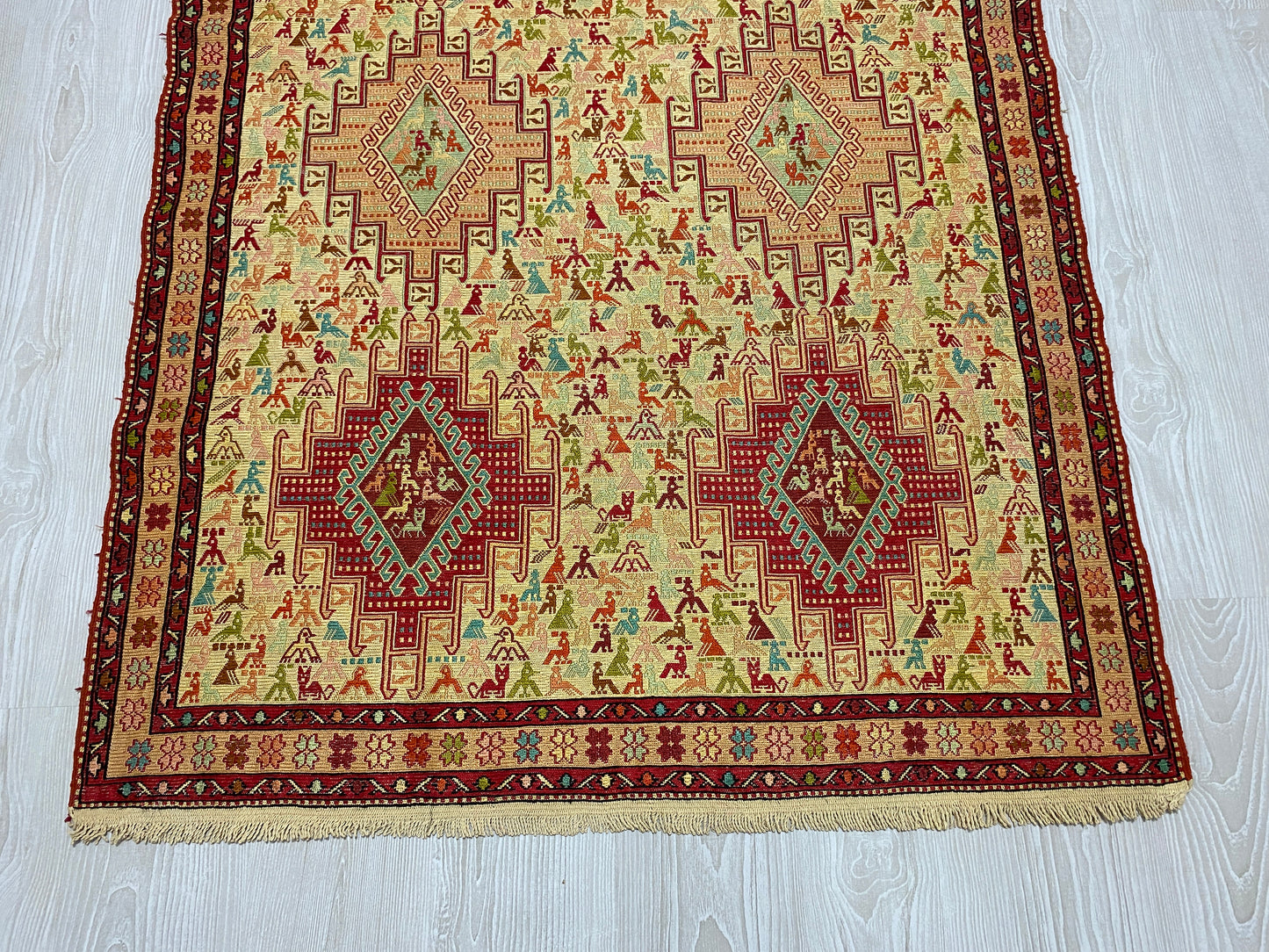 Small Animal Design Silk Rug Soumak