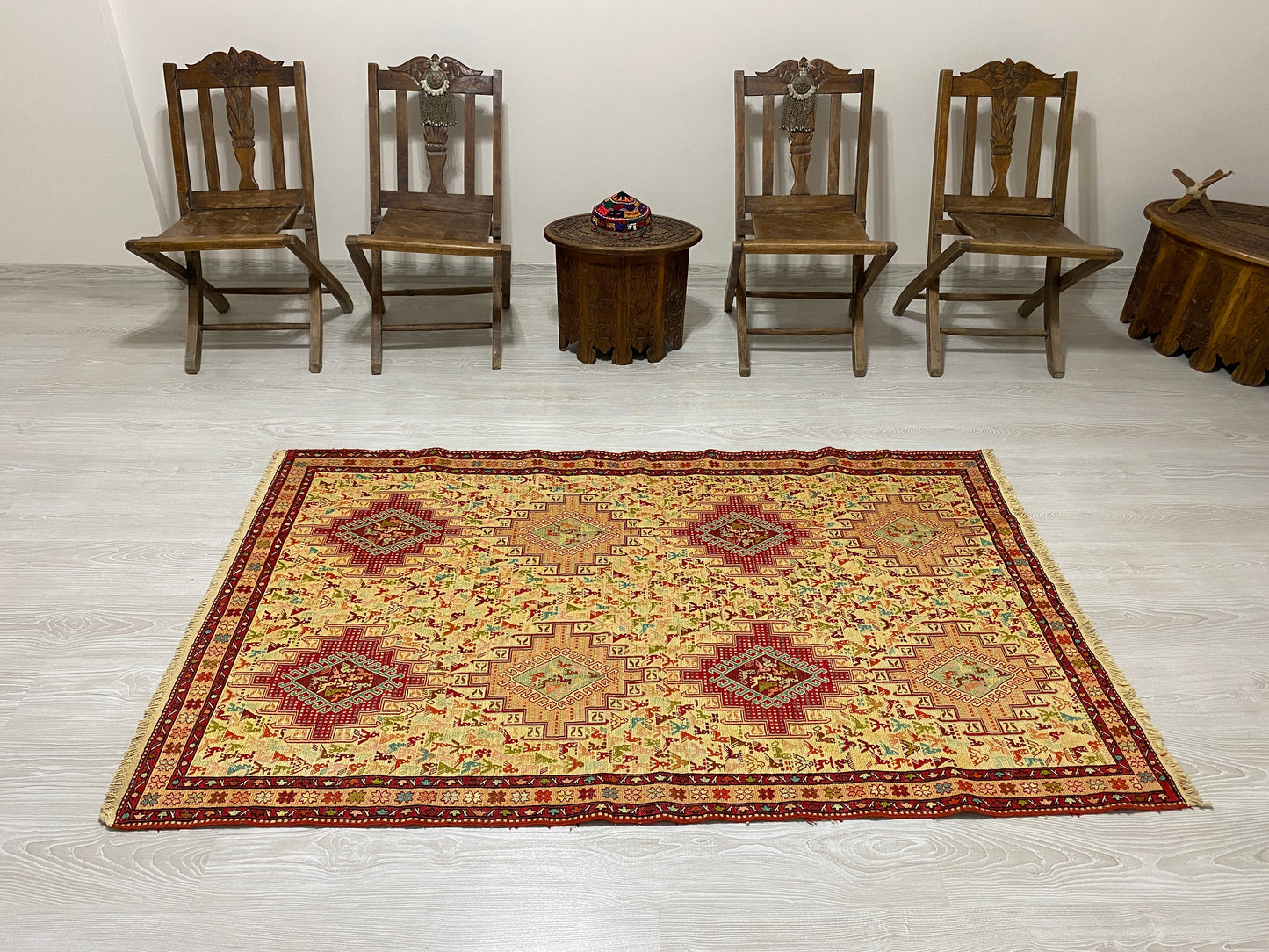 Small Animal Design Silk Rug Soumak