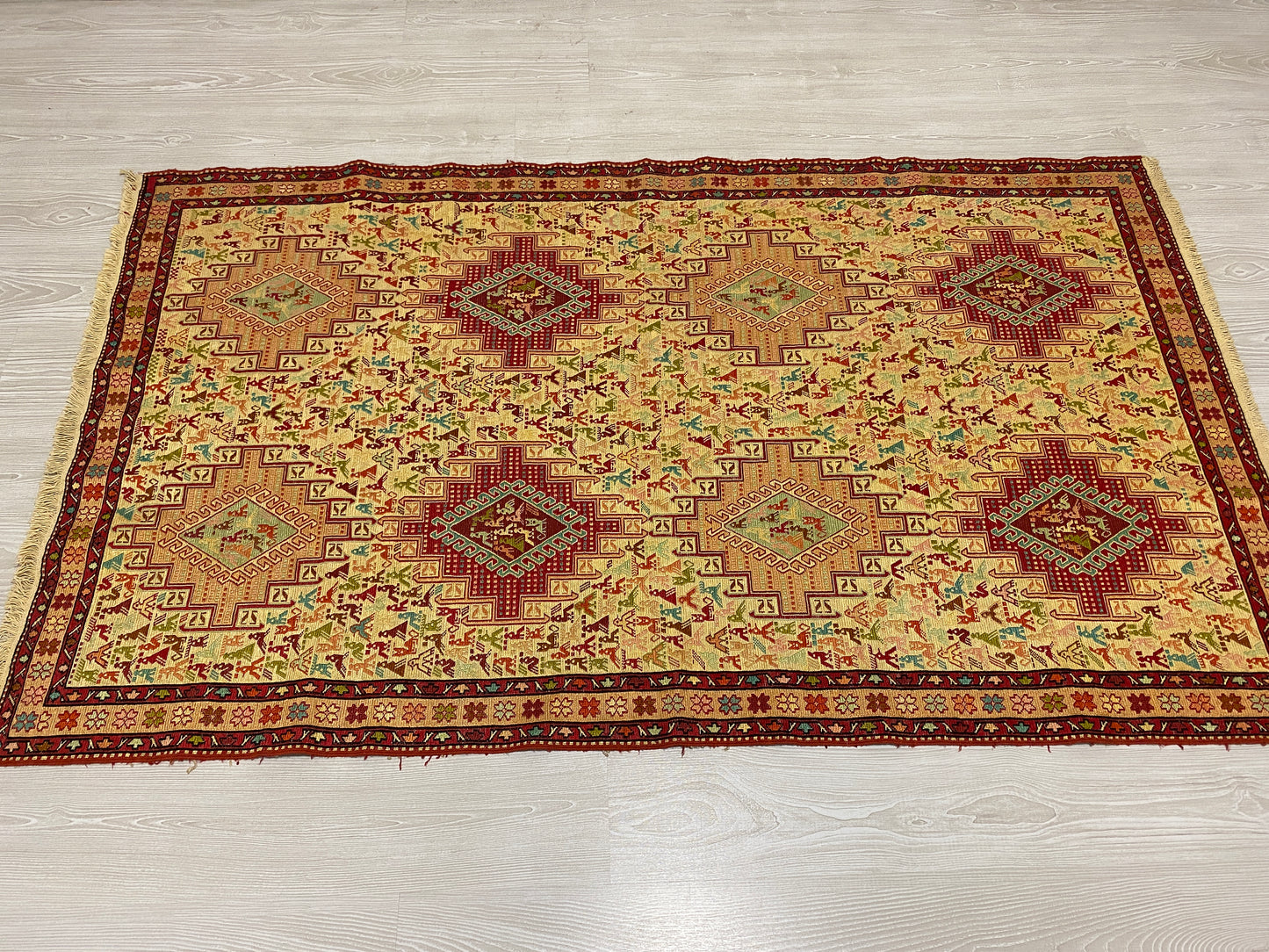 Small Animal Design Silk Rug Soumak