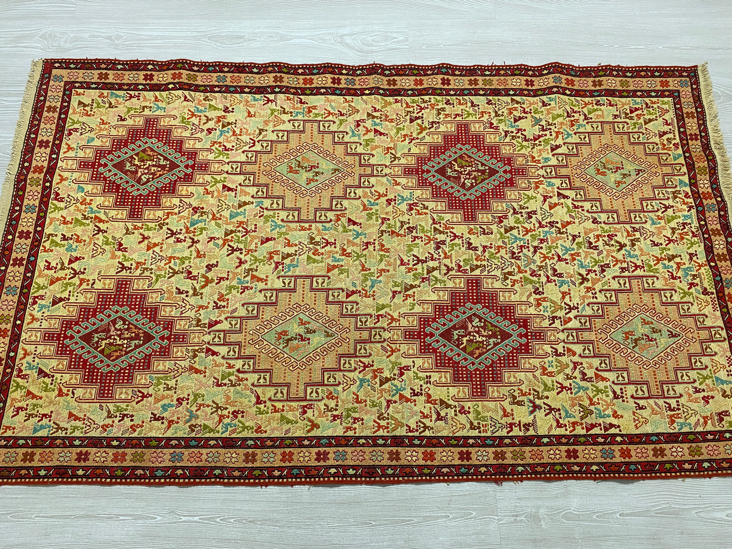 Small Animal Design Silk Rug Soumak