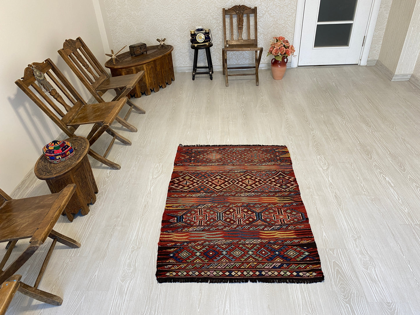 Collectable Tribal Nomadic Soumak Kilim Rug