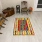 Blue Red Hands on Hips Design Kilim Rug
