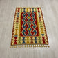 Blue Red Hands on Hips Design Kilim Rug