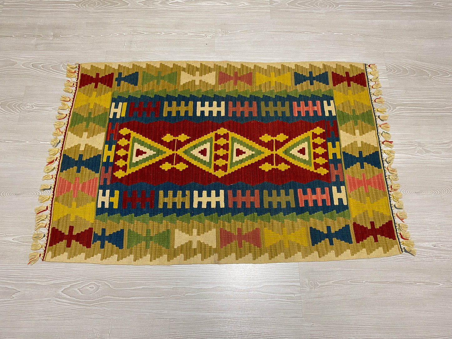 Yellow New Turkish Kayseri Gomurgen Kilim Rug