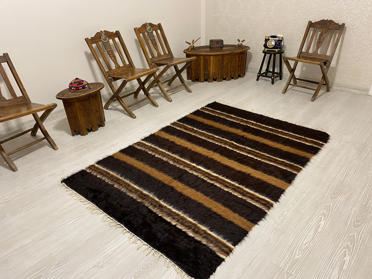 Angora Mohair Wool Siirt Blanket Kilim Rug - Kilim Art Gallery