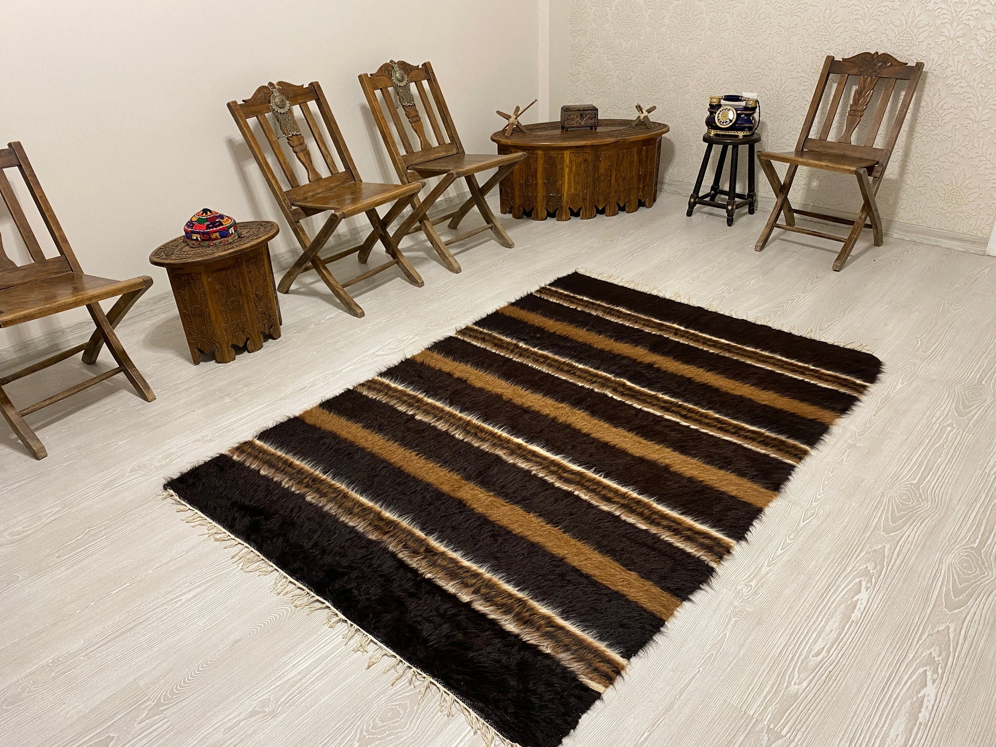 Angora Mohair Wool Siirt Blanket Kilim Rug - Kilim Art Gallery