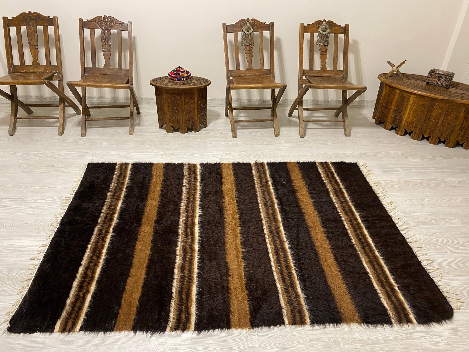 Angora Mohair Wool Siirt Blanket Kilim Rug - Kilim Art Gallery