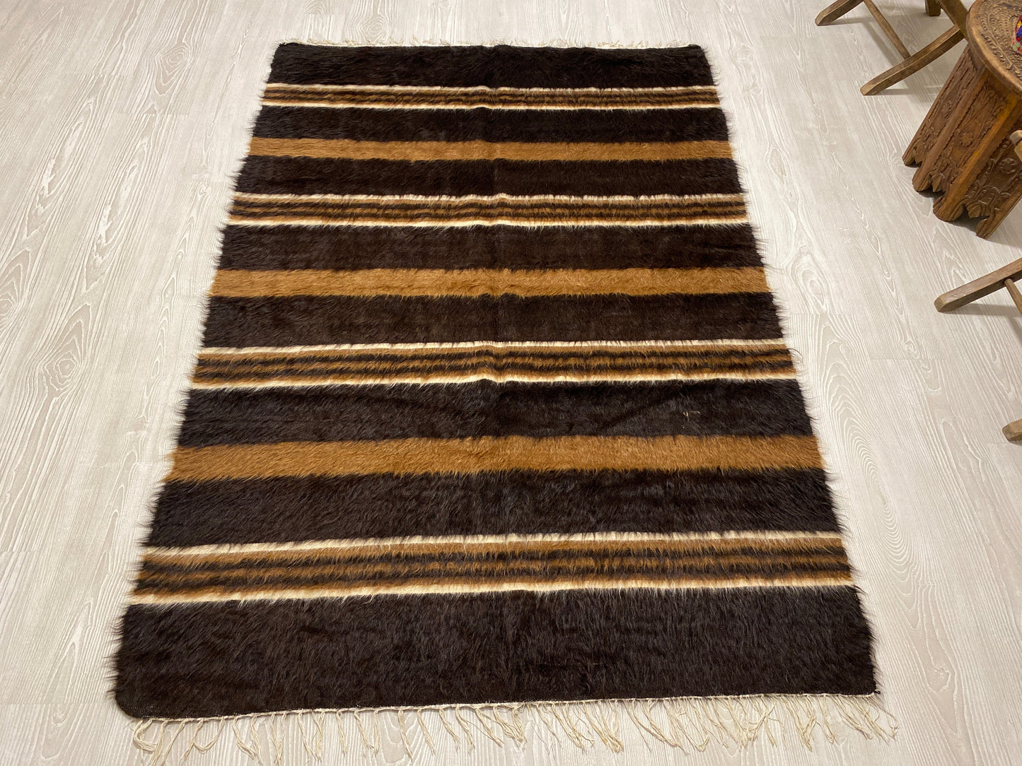 Angora Mohair Wool Siirt Blanket Kilim Rug - Kilim Art Gallery