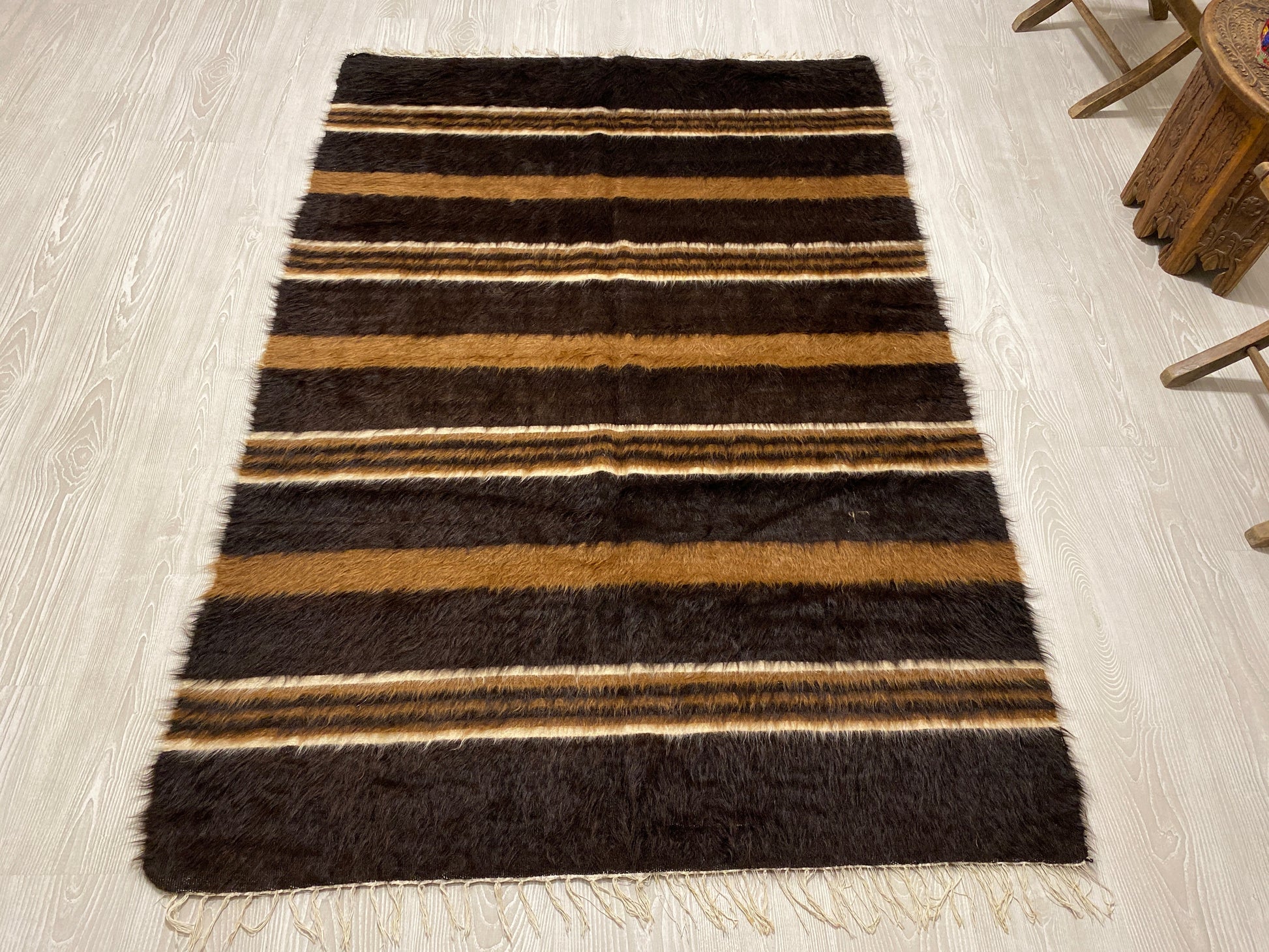 Angora Mohair Wool Siirt Blanket Kilim Rug - Kilim Art Gallery