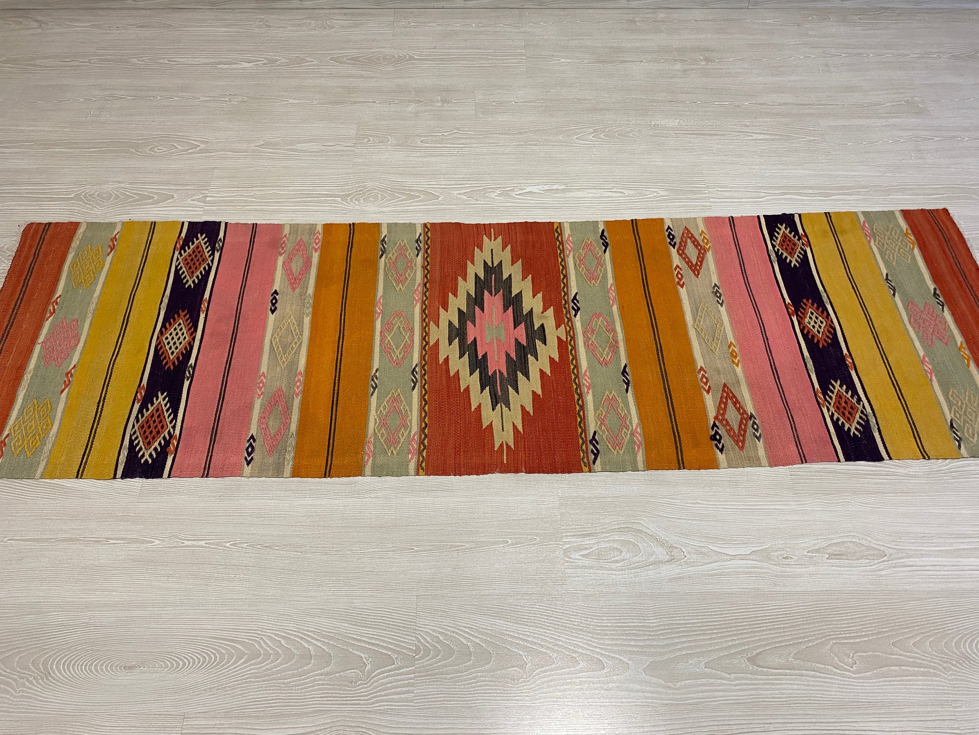 Aztec Design West Anatolian Turkish Kilim Runner Rug - Kilim Art Gallery