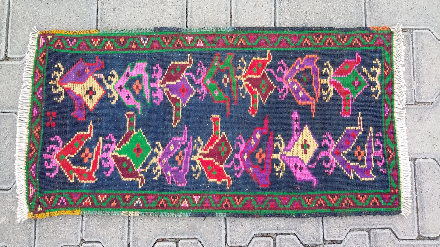 Colorful Small Tribal Carpet Yastik Rug - Kilim Art Gallery