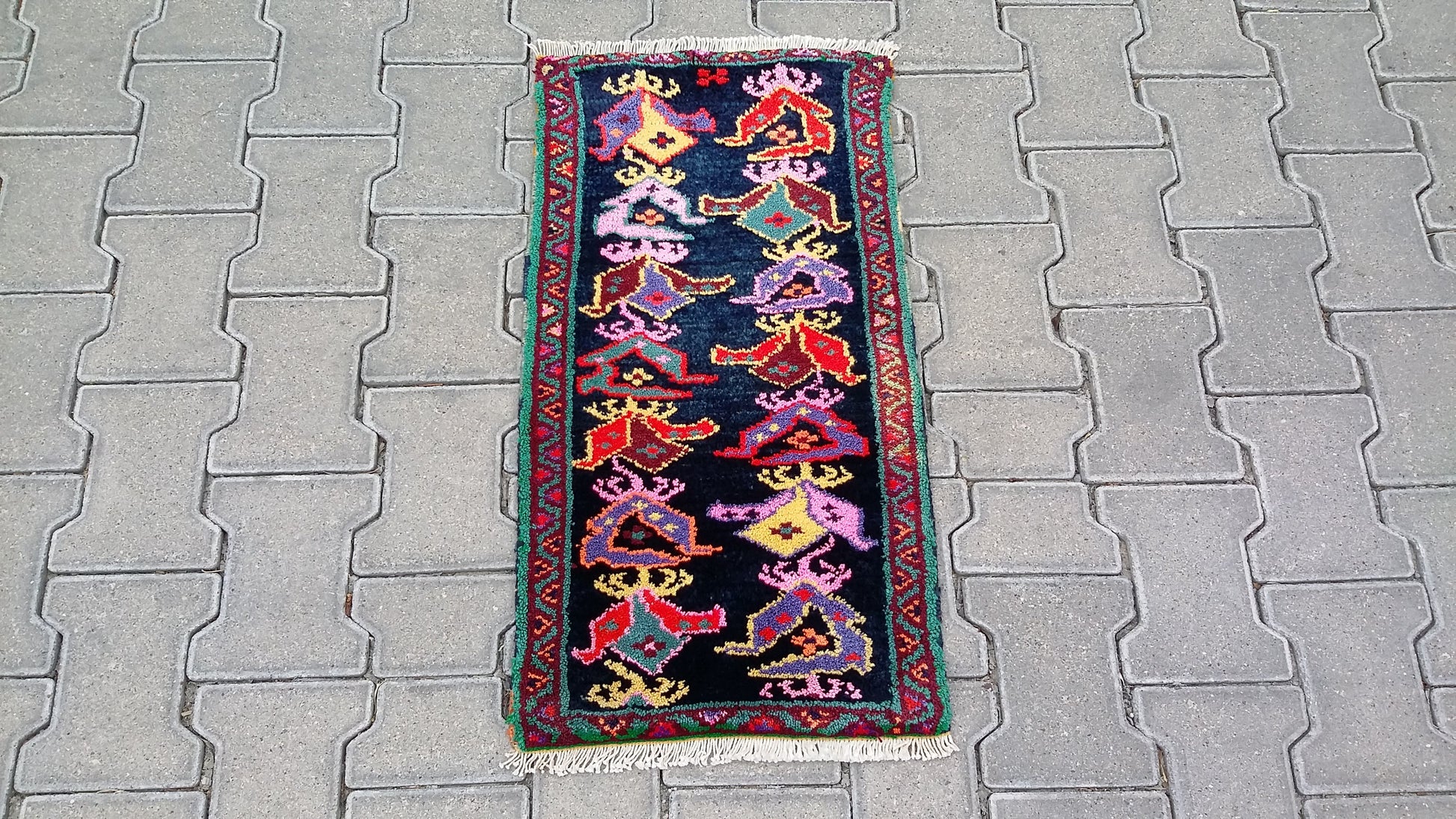 Colorful Small Tribal Carpet Yastik Rug - Kilim Art Gallery