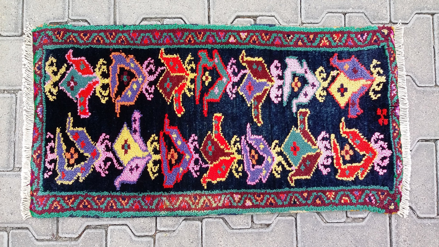 Colorful Small Tribal Carpet Yastik Rug - Kilim Art Gallery