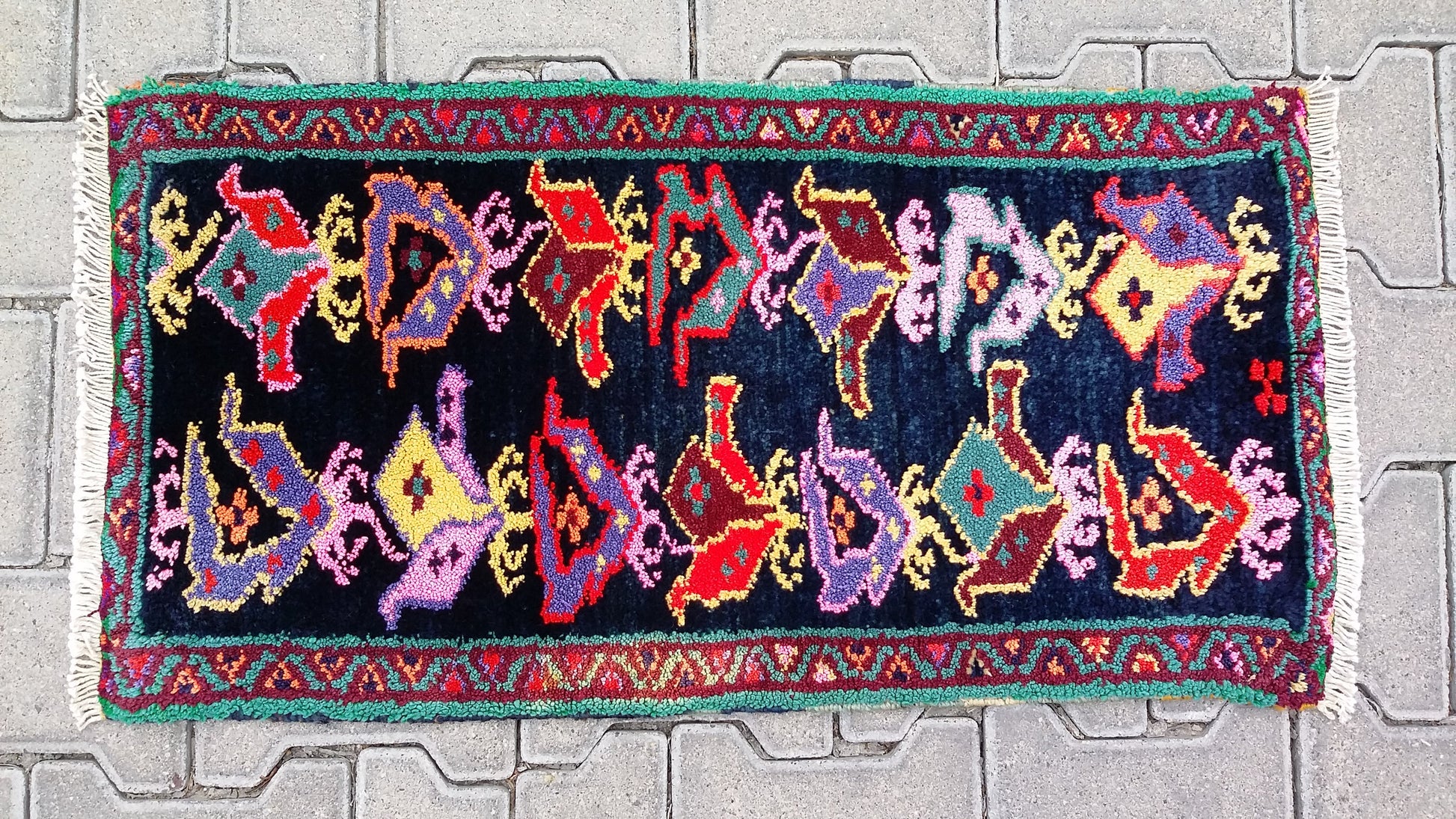 Colorful Small Tribal Carpet Yastik Rug - Kilim Art Gallery