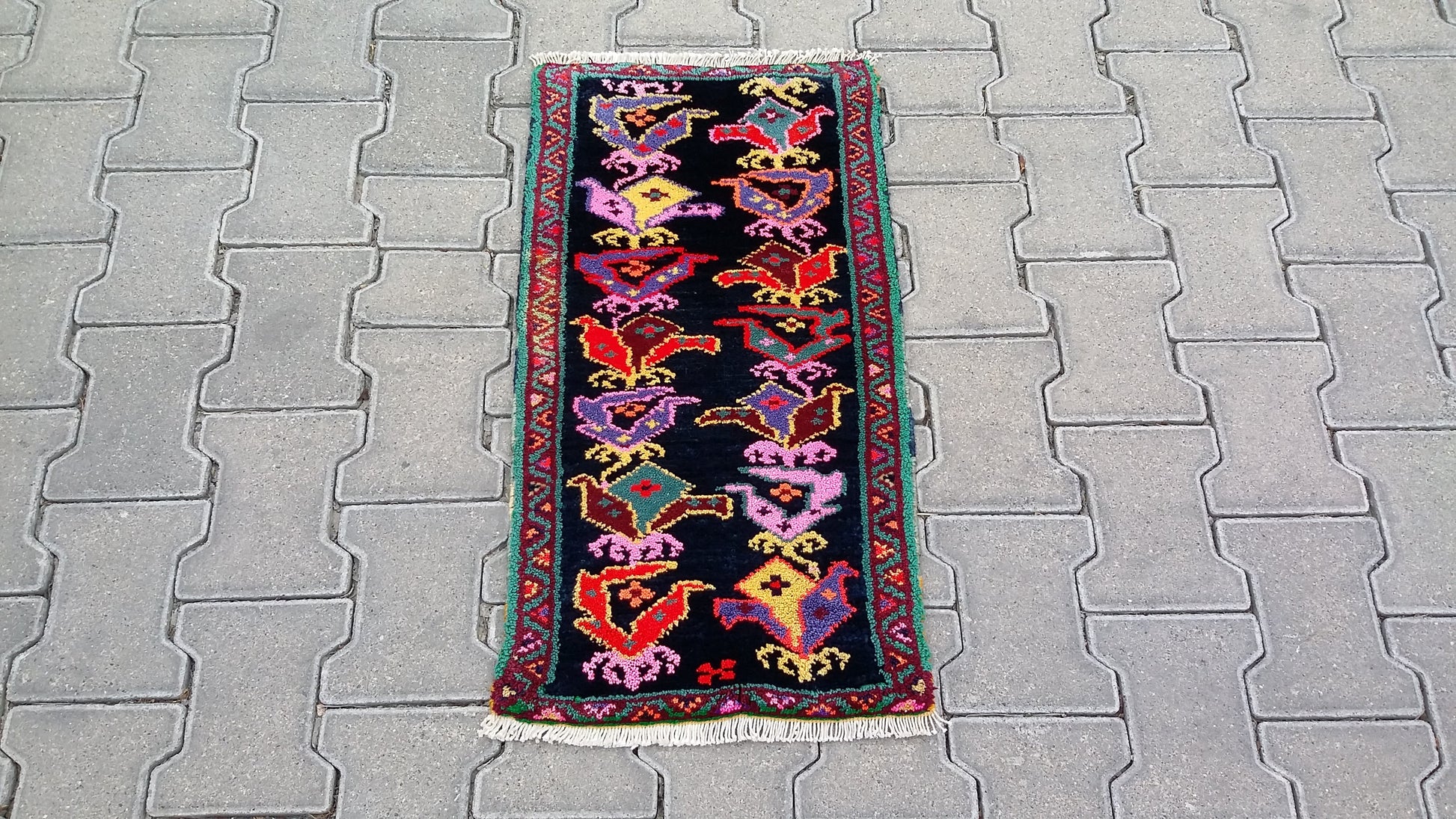 Colorful Small Tribal Carpet Yastik Rug - Kilim Art Gallery