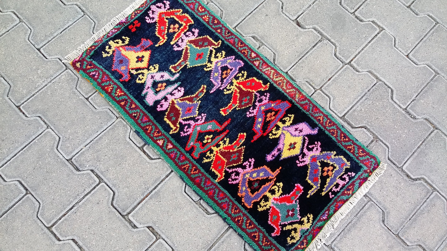 Colorful Small Tribal Carpet Yastik Rug - Kilim Art Gallery
