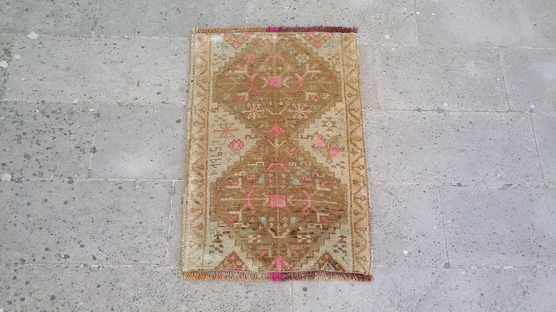 Dated Small Tribal Muted Rug Doormat - Kilim Art Gallery