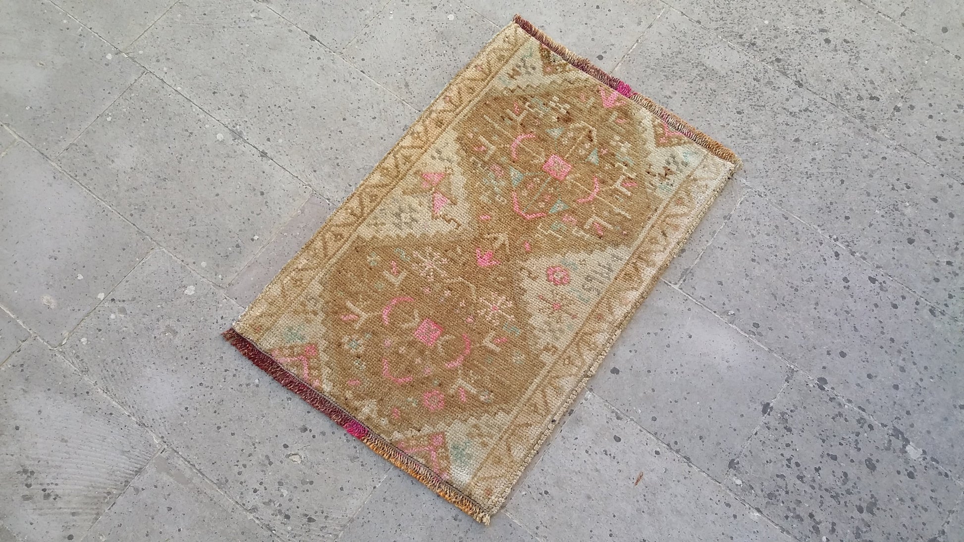 Dated Small Tribal Muted Rug Doormat - Kilim Art Gallery