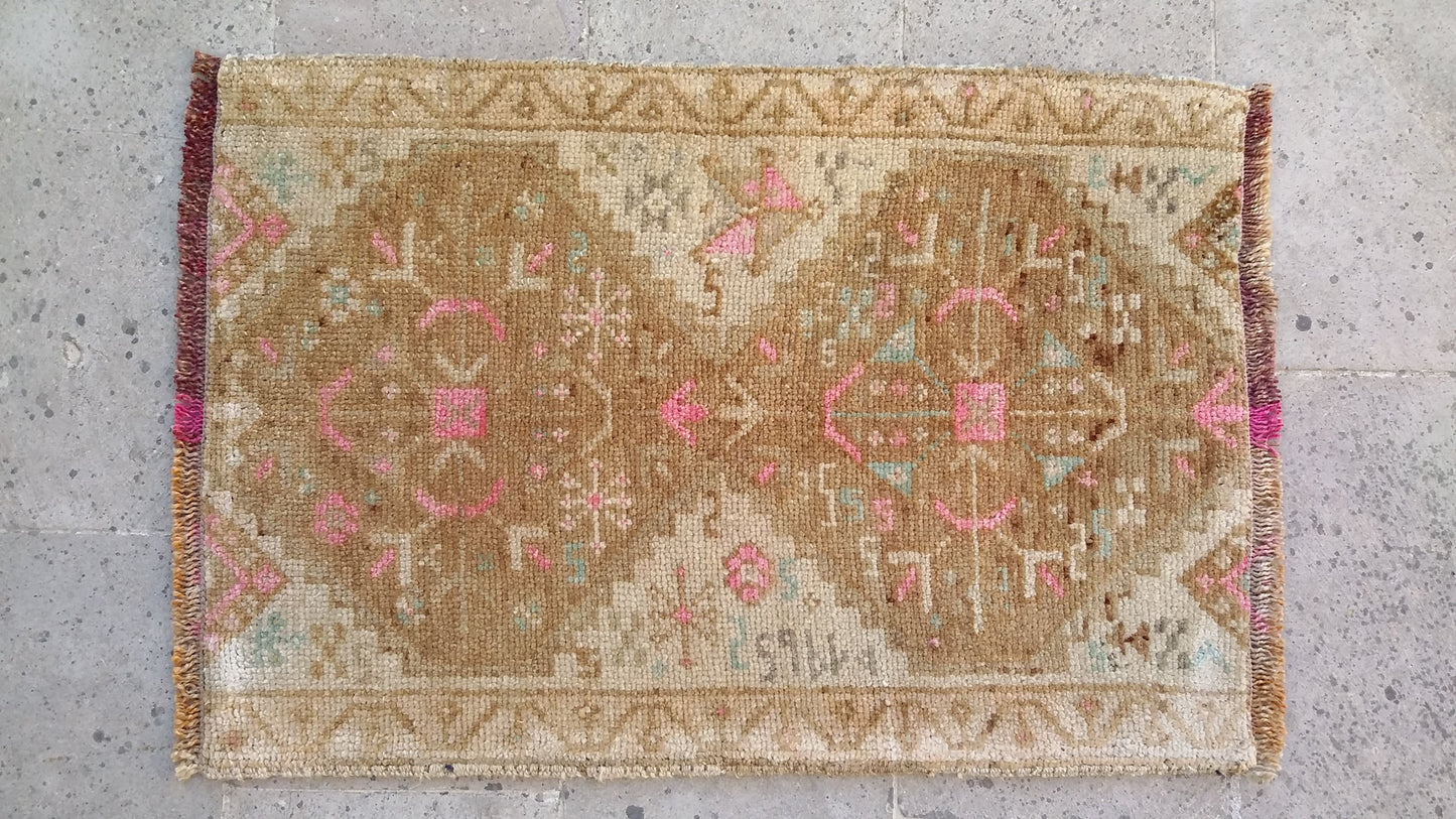 Dated Small Tribal Muted Rug Doormat - Kilim Art Gallery