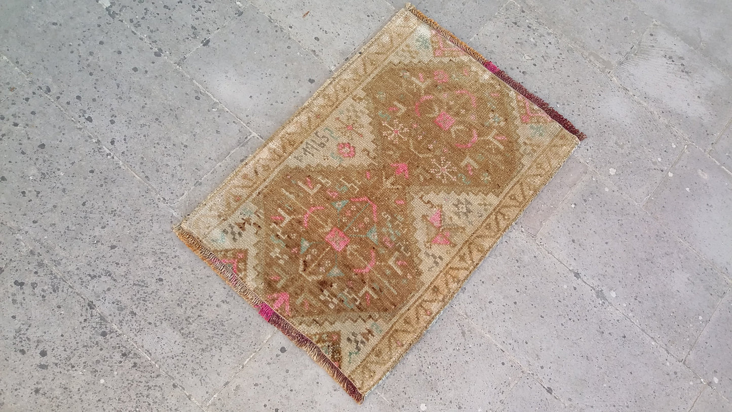Dated Small Tribal Muted Rug Doormat - Kilim Art Gallery
