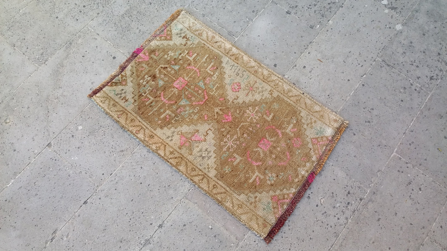 Dated Small Tribal Muted Rug Doormat - Kilim Art Gallery