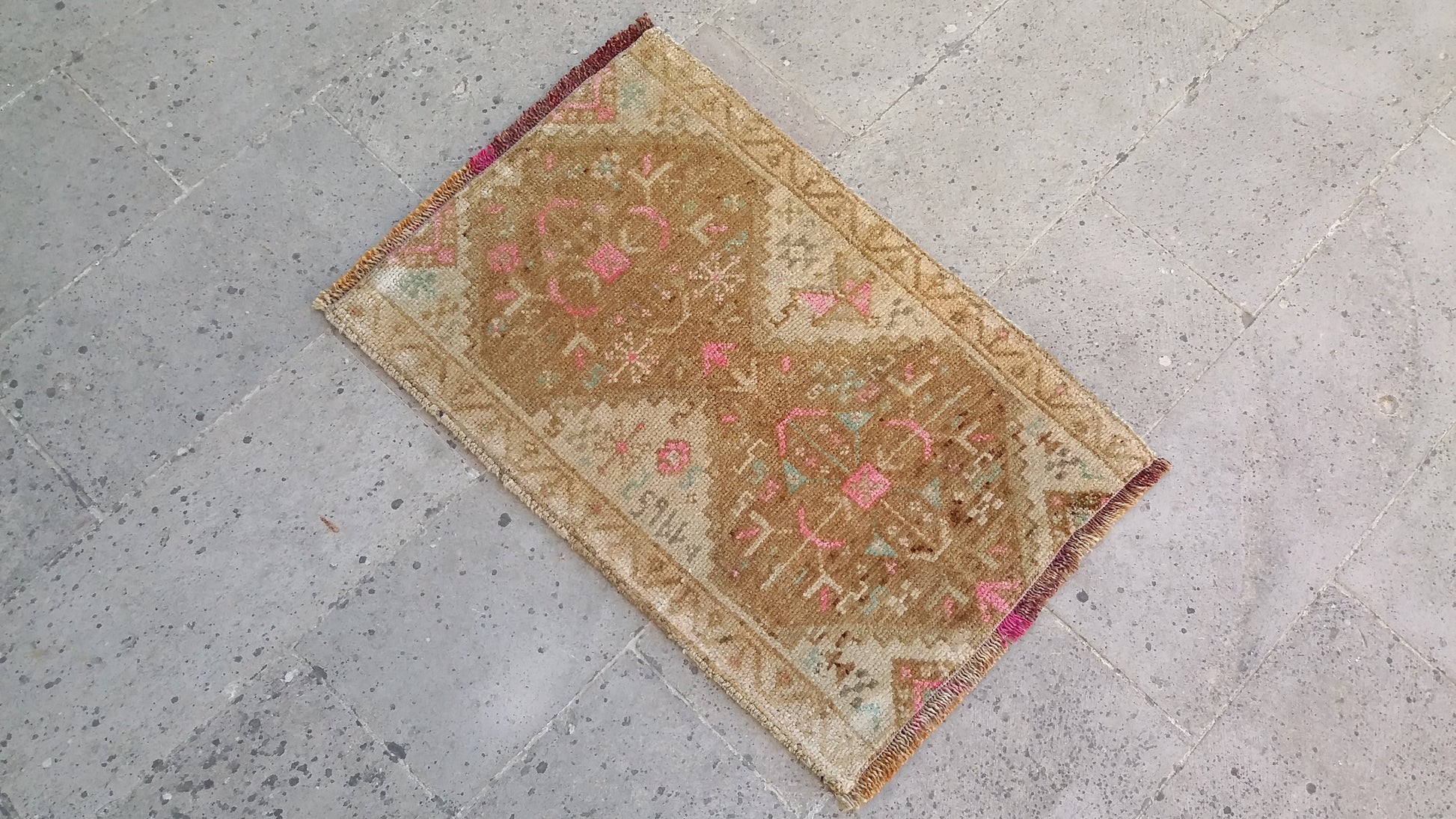 Dated Small Tribal Muted Rug Doormat - Kilim Art Gallery