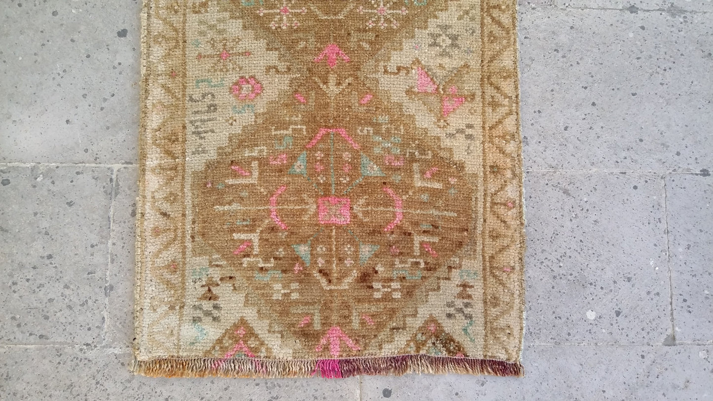 Dated Small Tribal Muted Rug Doormat - Kilim Art Gallery