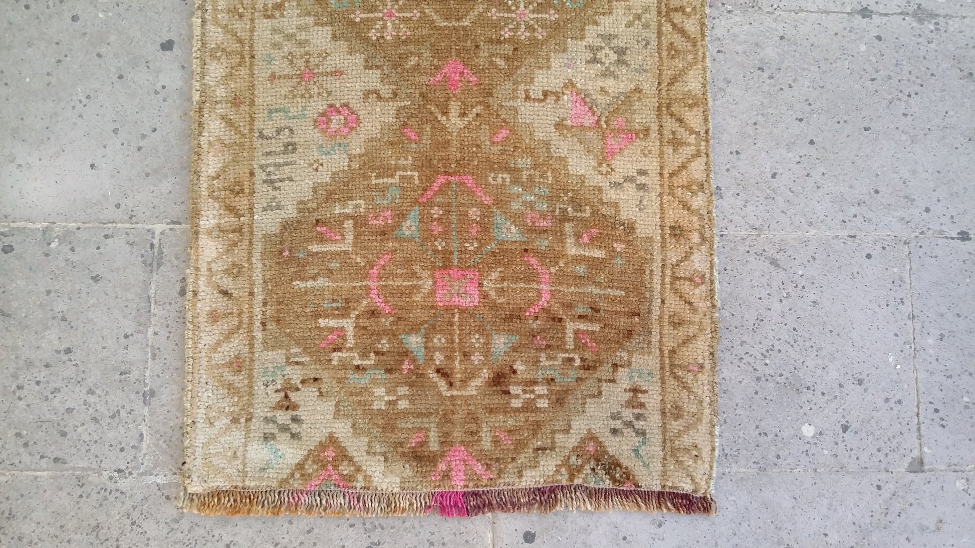Dated Small Tribal Muted Rug Doormat - Kilim Art Gallery