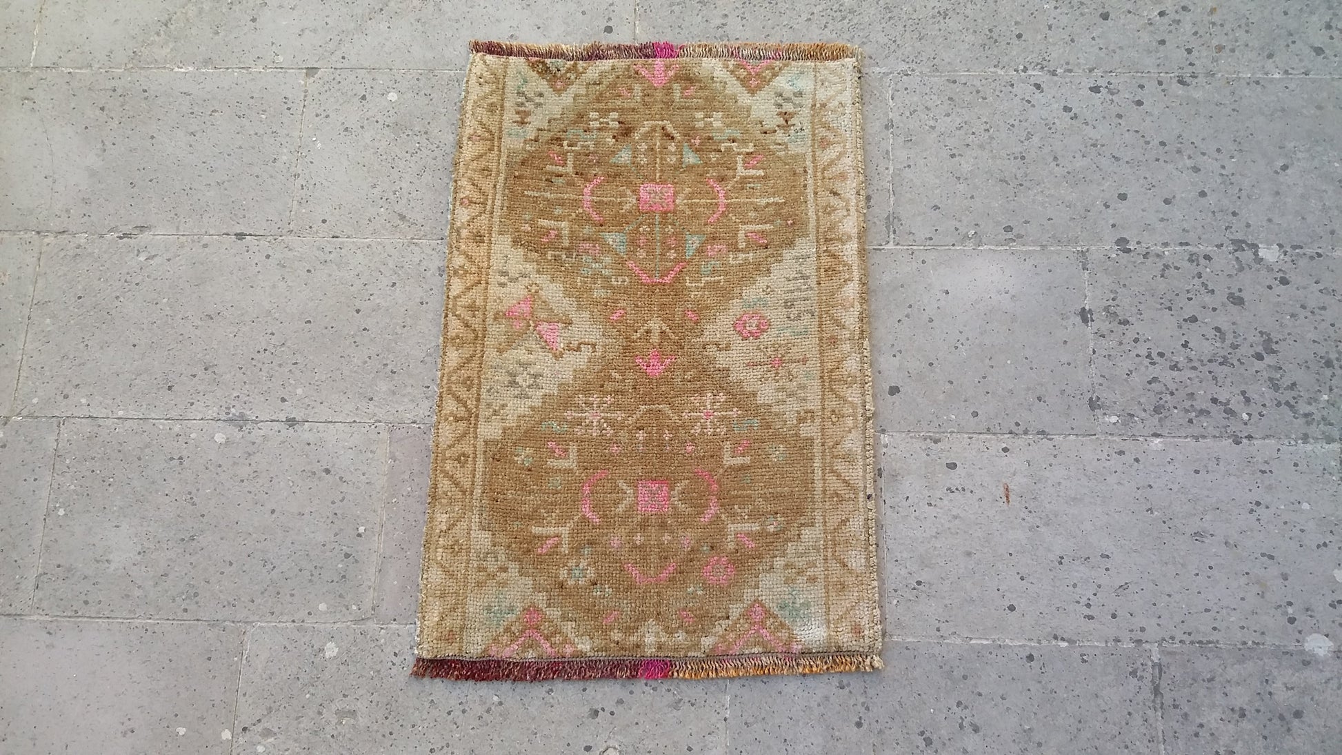 Dated Small Tribal Muted Rug Doormat - Kilim Art Gallery