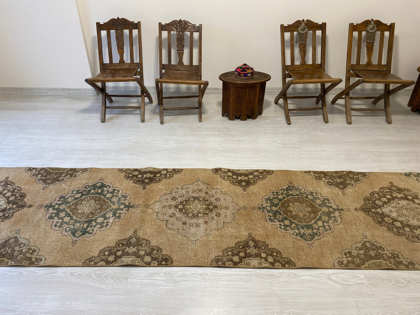 Extra Long Muted Color Turkish Oushak Runner Rug - Kilim Art Gallery