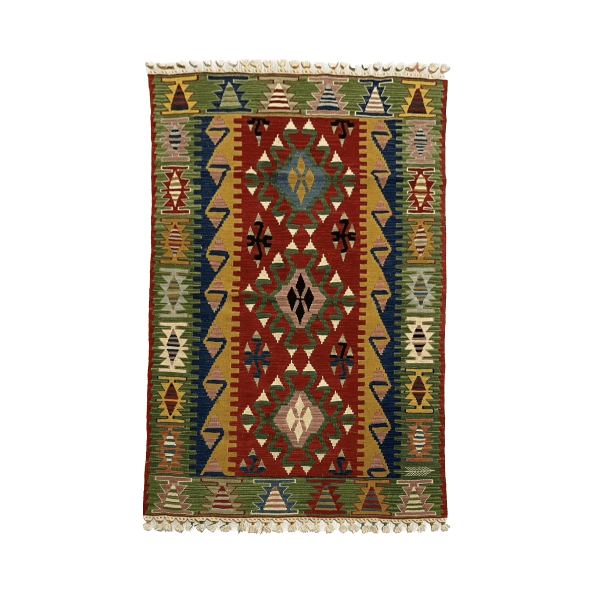 Green Handmade Wool New Turkish Kilim Rug - Kilim Art Gallery
