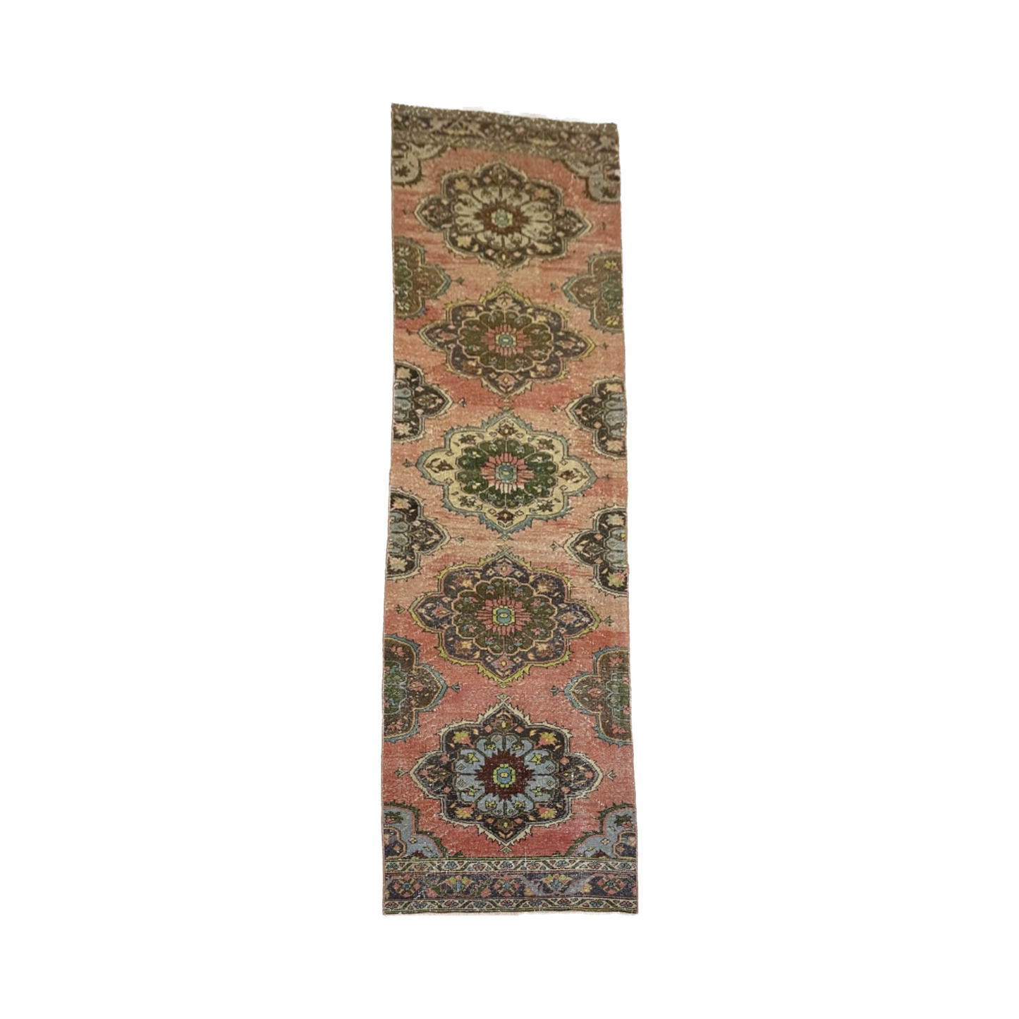 Long Vintage Turkish Oushak Hallway Runner Rug