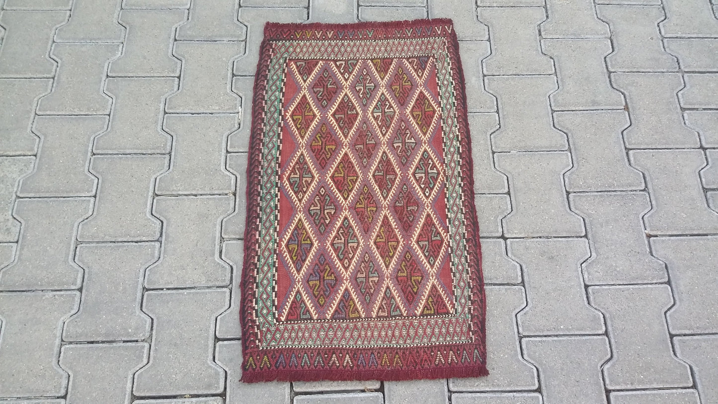 Konya Obruk Cicim Yastik Kilim Jijim - Kilim Art Gallery