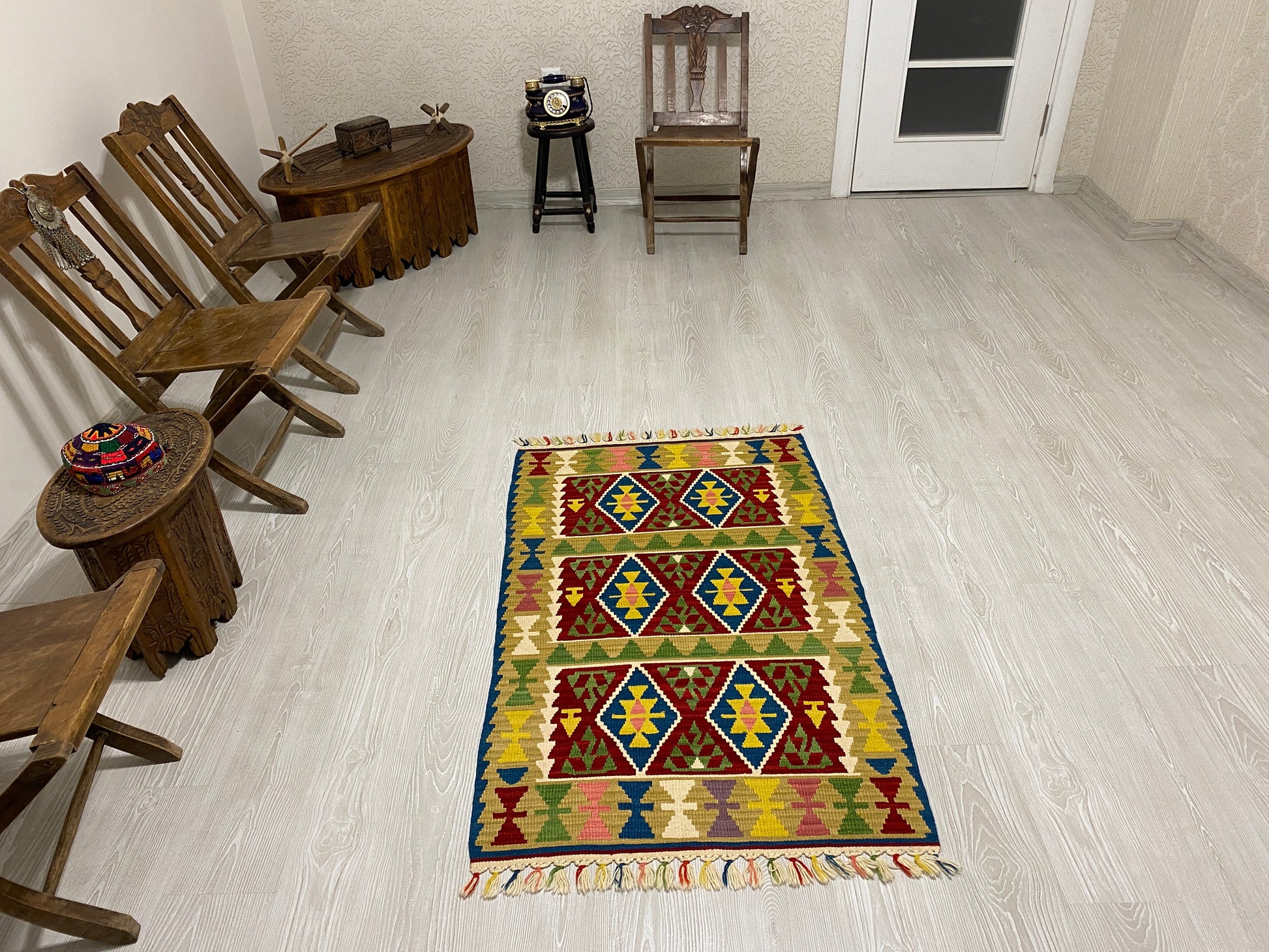 Lamb's Wool Turkish Kayseri Kilim Rug - Kilim Art Gallery