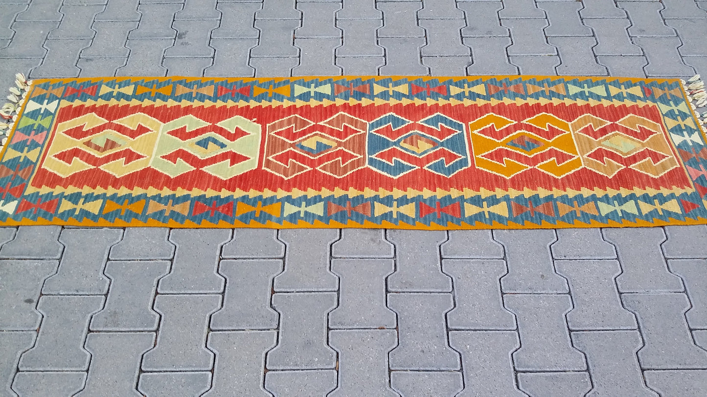 Narrow Turkish Kilim Runner Rug - Kilim Art Gallery
