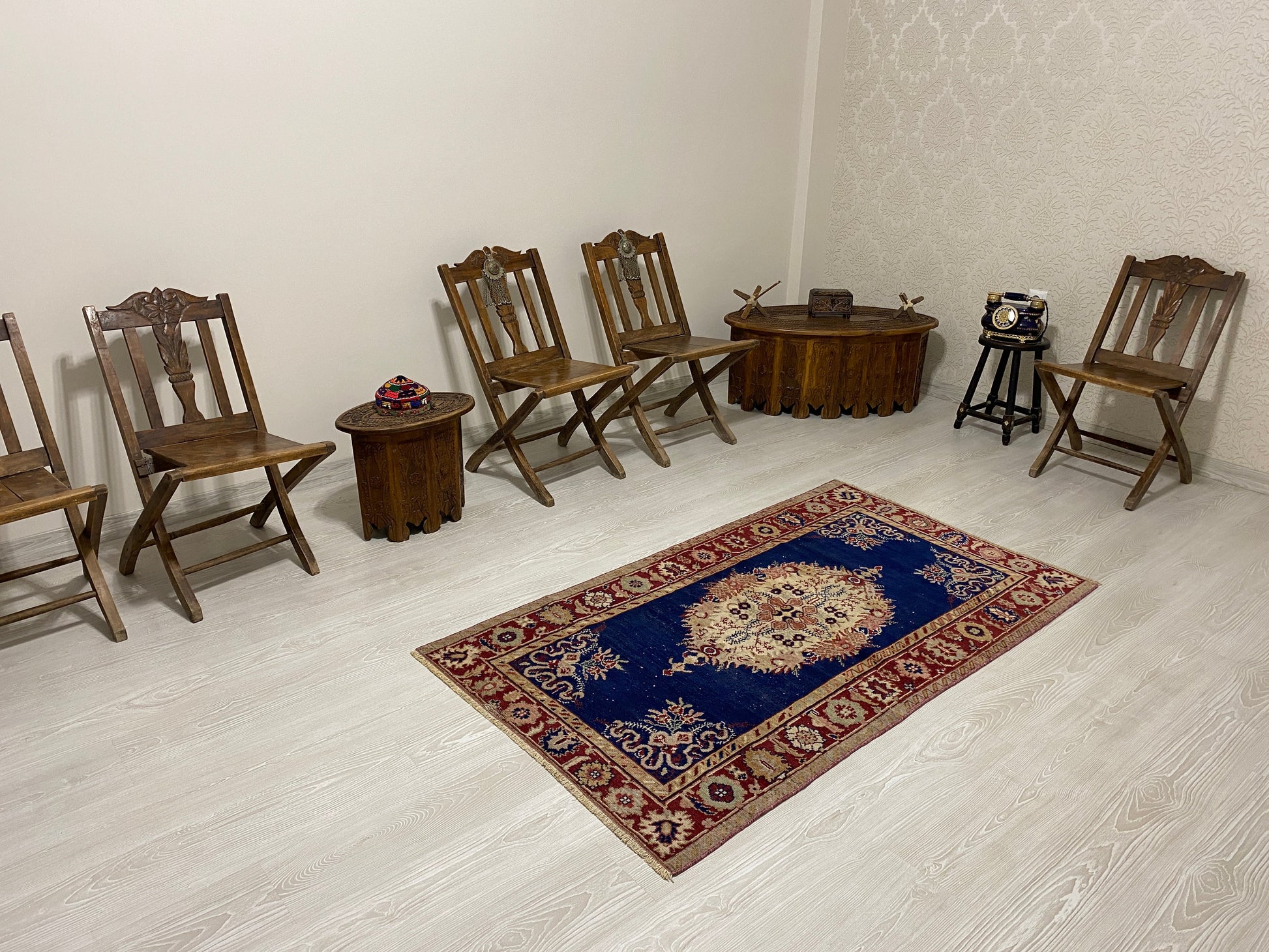 Navy Blue Antique Turkish Guney Carpet Rug - Kilim Art Gallery