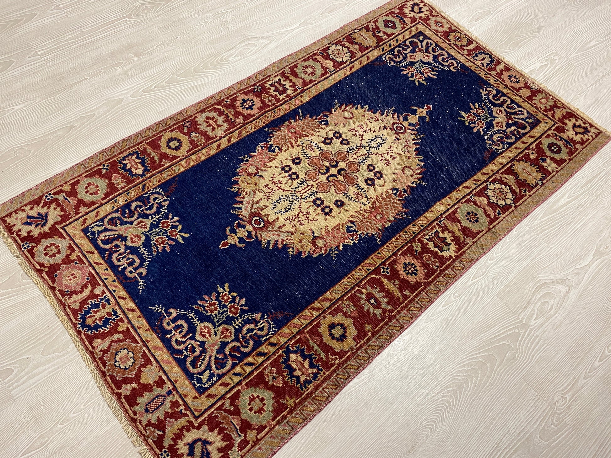 Navy Blue Antique Turkish Guney Carpet Rug - Kilim Art Gallery