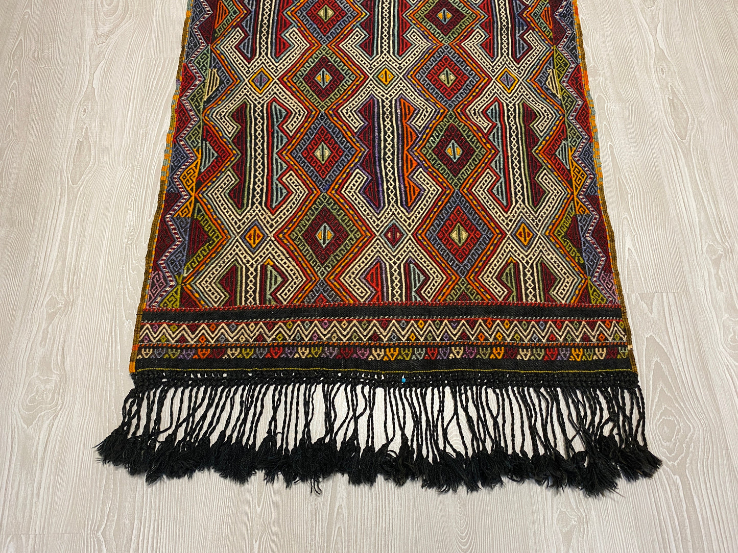 Nomadic Dazkiri Cicim Jijim with Ram's Horn Design - Kilim Art Gallery
