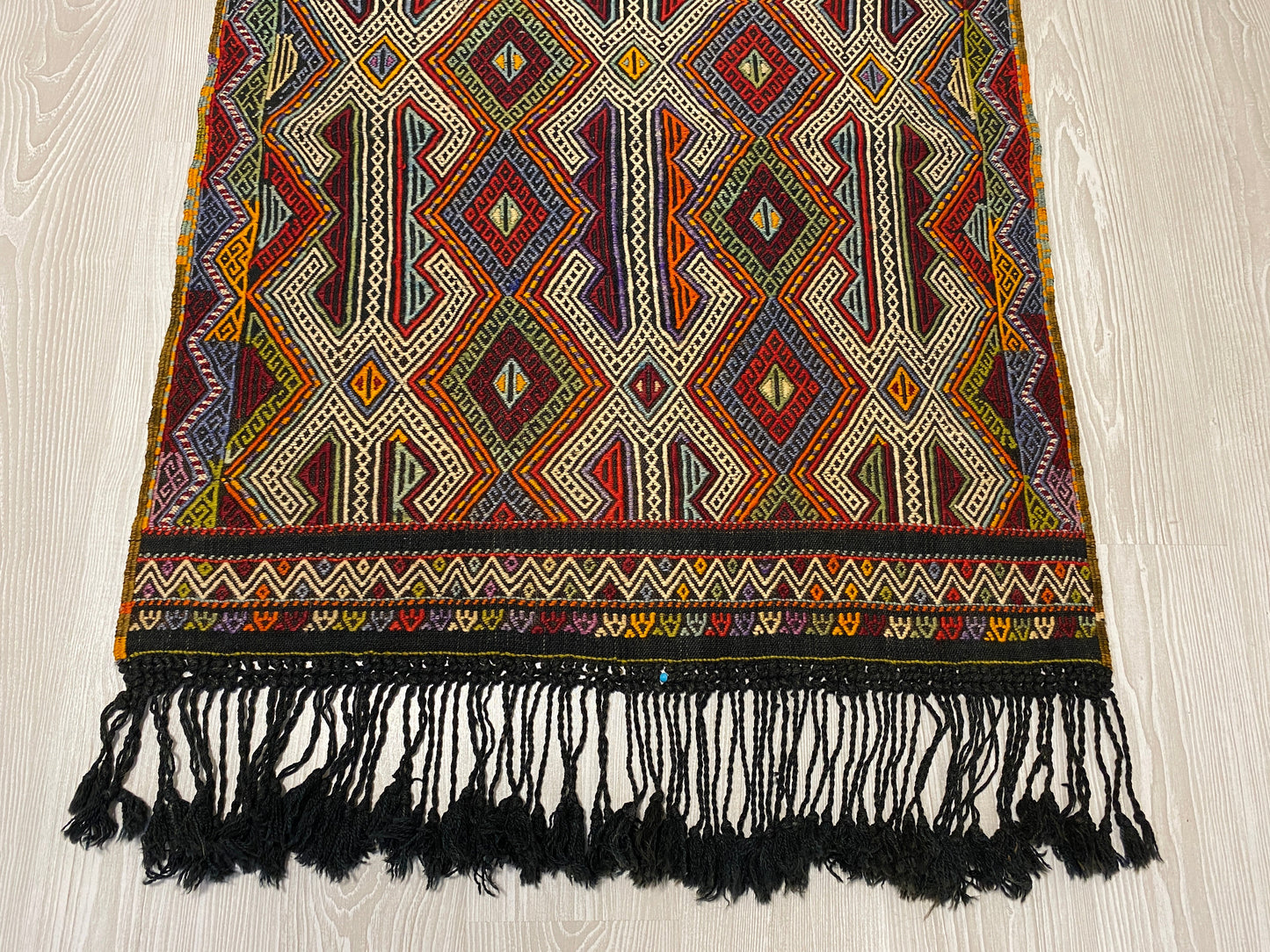 Nomadic Dazkiri Cicim Jijim with Ram's Horn Design - Kilim Art Gallery