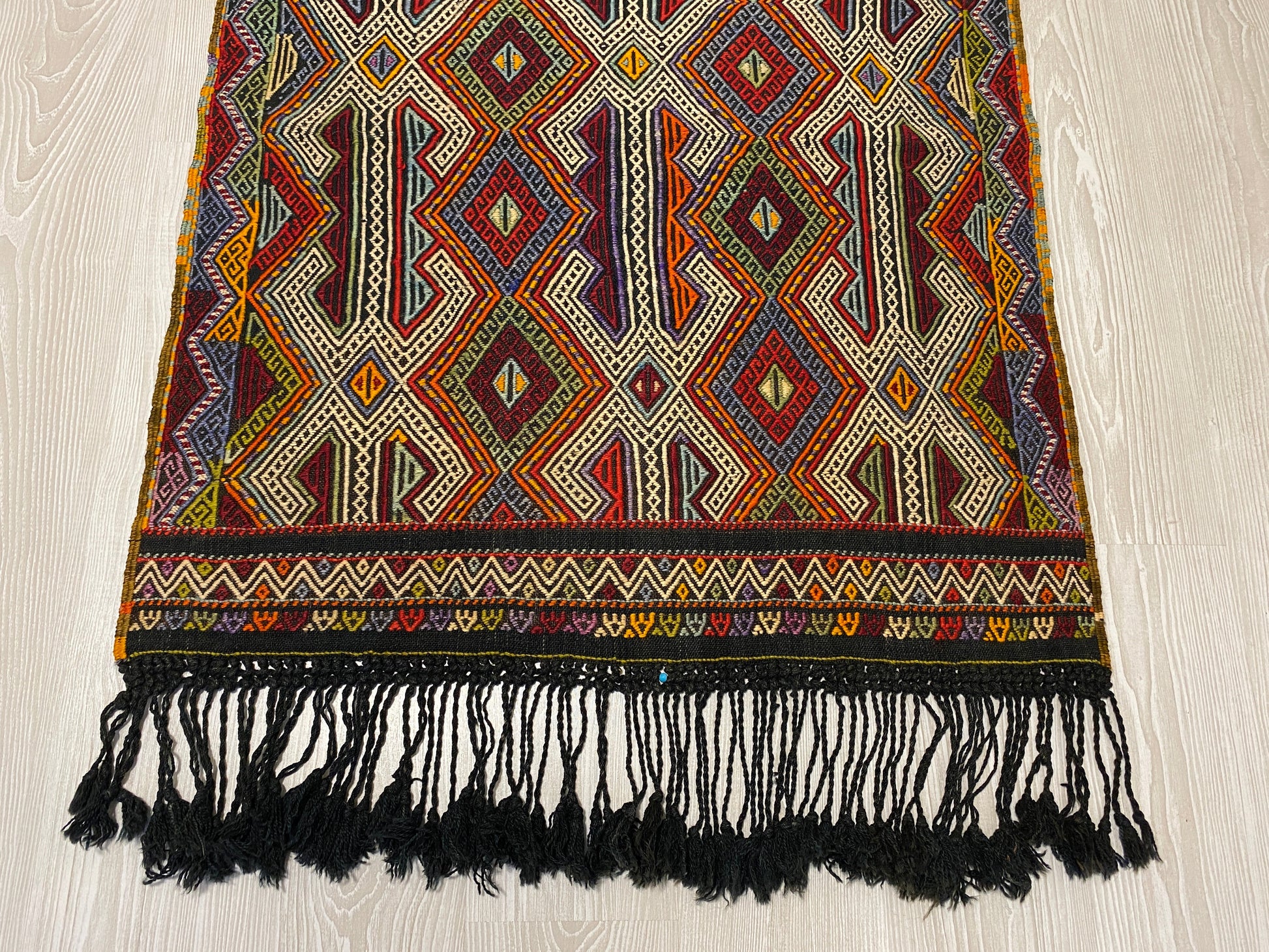 Nomadic Dazkiri Cicim Jijim with Ram's Horn Design - Kilim Art Gallery
