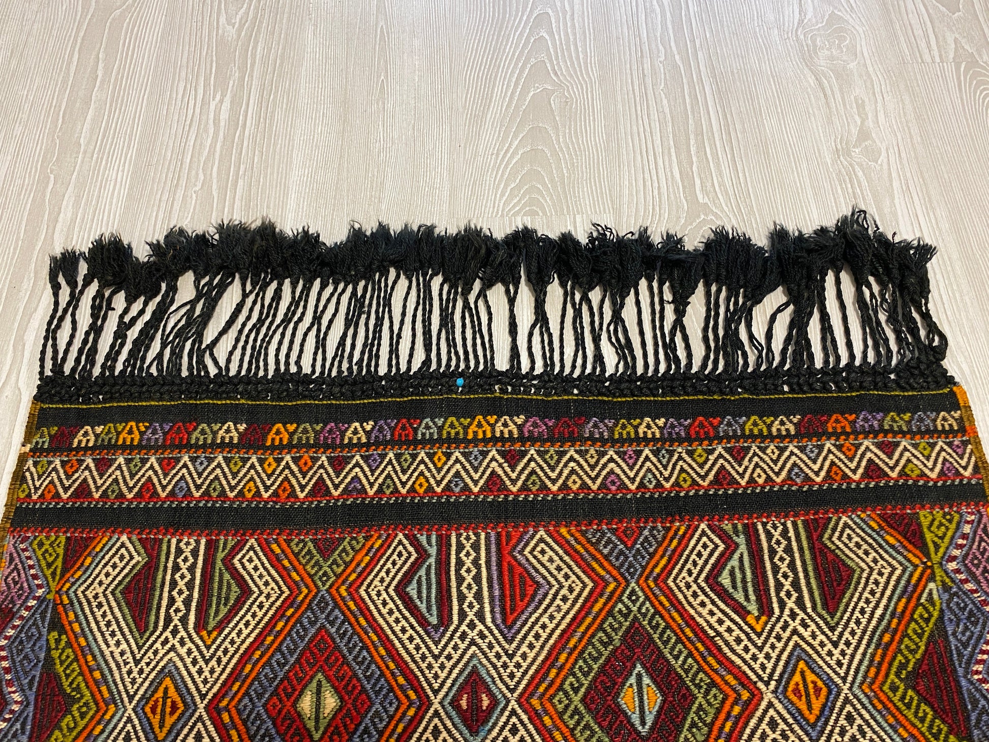 Nomadic Dazkiri Cicim Jijim with Ram's Horn Design - Kilim Art Gallery
