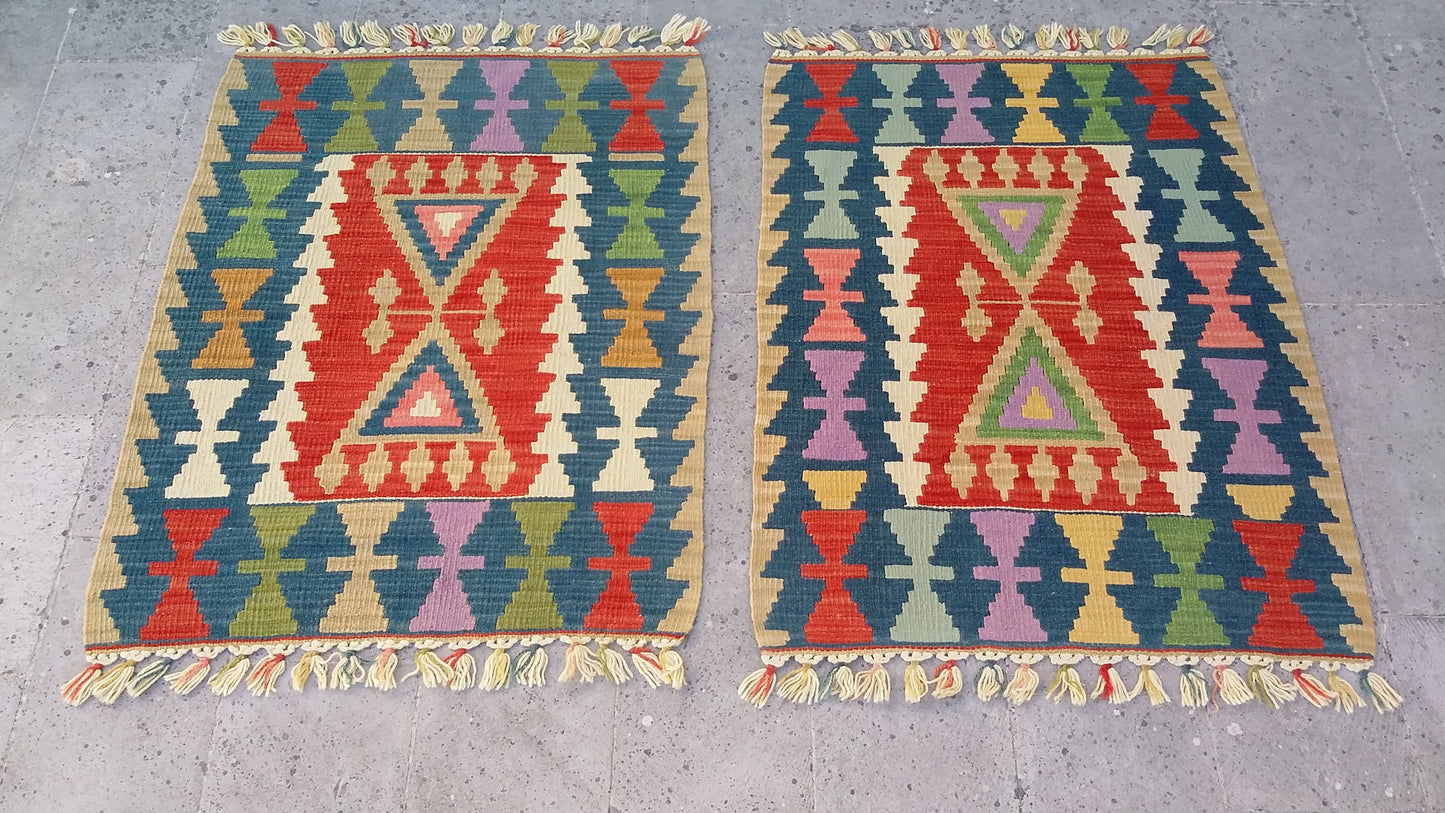 Pair of Twin Turkish Kilim Rugs - Kilim Art Gallery